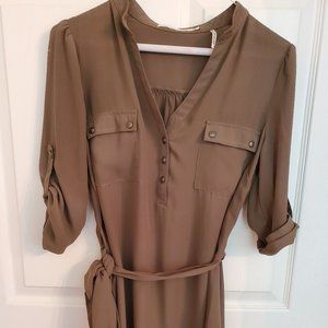 Army Green Shirt Dress - Size Small (2-4) | Military Aesthetic & Versatility